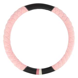 Prevleka za volan črna / roza pliš M (37-39cm)