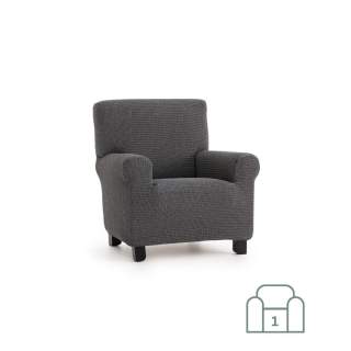 Premium raztegljiva prevleka za fotelj - enosed 70-100 cm črno-bela (siva) stretch EU kvaliteta
