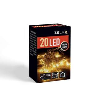 Novoletne lučke na baterije 20 LED 2m toplo bele zelen kabel 2xAA