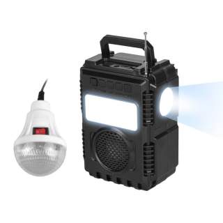 Solarni sistem - bluetooth zvočnik, radio, USB, COB LED svetilka s kablom 3m
