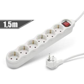 Podaljšek na 6 vtičnice 3x1mm 1,5m s stikalom