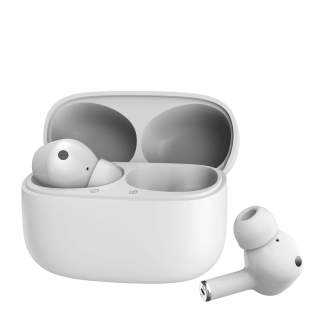 Brezžične bluetooth 5.0 vodotesne slušalke z redukcijo hrupa ter polnilno postajo bele