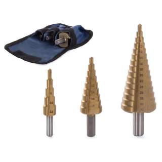 Set stožčastih svedrov 3 kos HSS titan v torbici