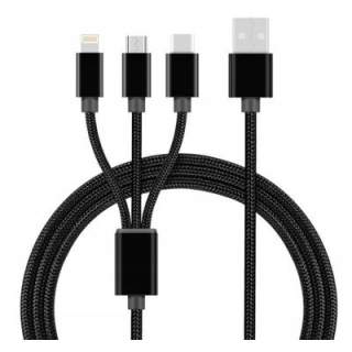 USB kabel Micro USB, TYPE-C USB, Lightning za polnjenje mobilnih naprav 3v1 2A 1m
