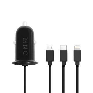 USB avto adapter 4 v 1 + USB - črn