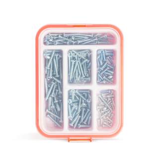Izbor samoreznih vijakov - 3,5-5 mm - 210 kosov - s plastičnim organizatorjem